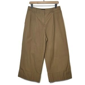 WHO WHAT WEAR Wide Leg High Rise Crop Cotton Tan Chino Gaucho Pant Size 12